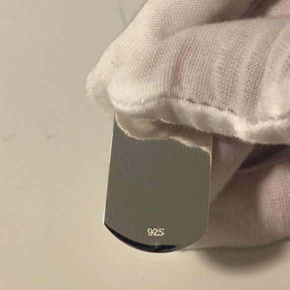 925 Sterling Silver Plain Dog Tag/Plate Pendant - Picture 3 of 5